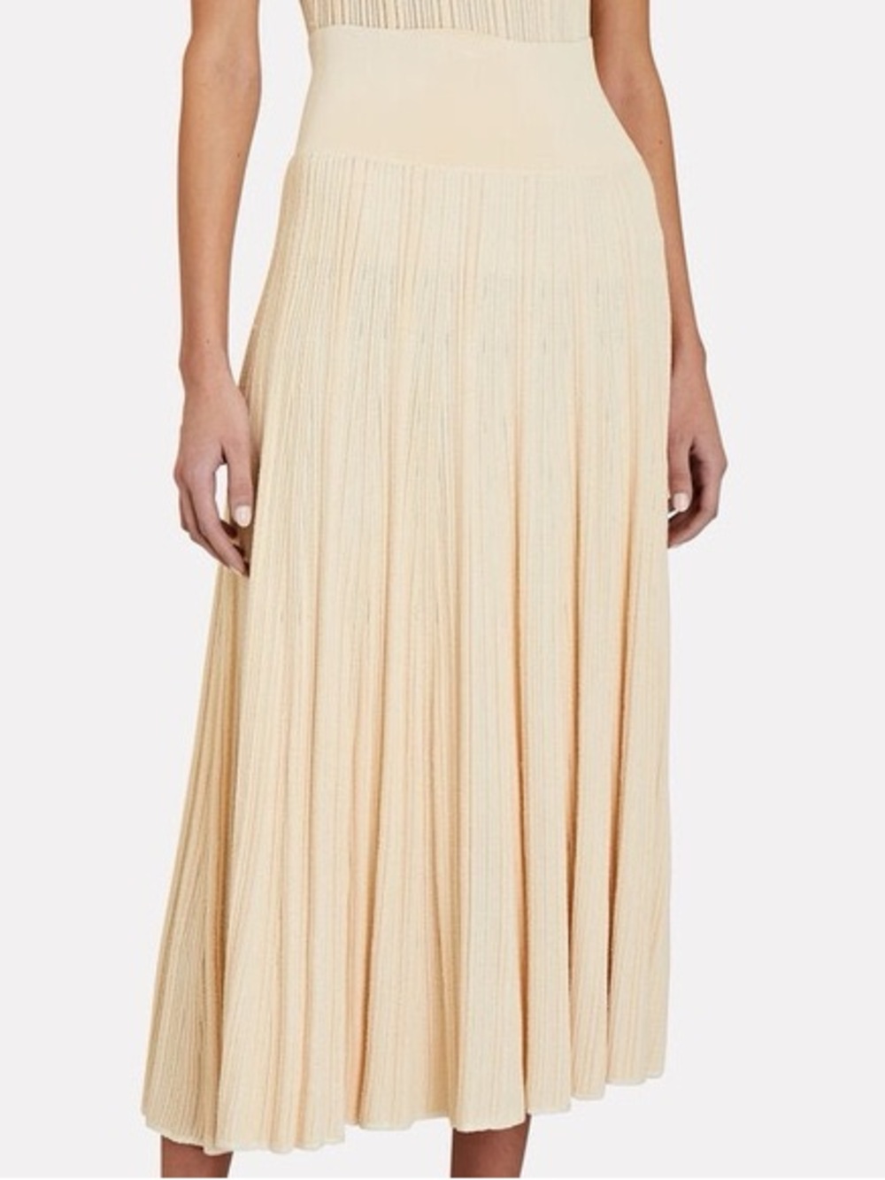 ULLA JOHNSON Kiera Skirt Dawn Cream Textured Rib Knit Midi Skirt‎ Size Medium